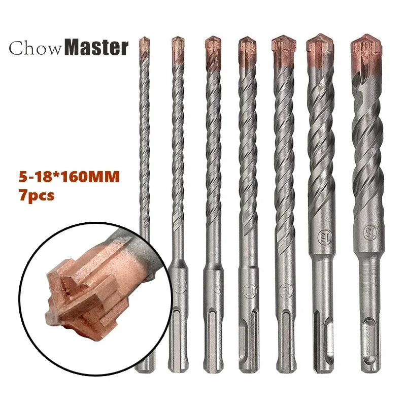 Hammer Drill Bit Set 5 6 8 10 12 14 16 18mm 160 200mm