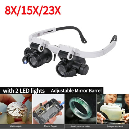 2xLED 8X 15X 23X Watch Jeweler Repair Magnifier53383970324806