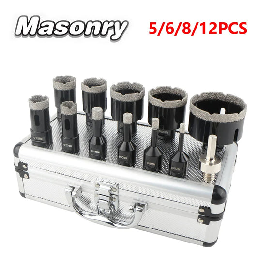 56812 Pcs Set M14 Thread Brazed Diamond Dry Drilling Bit Hole