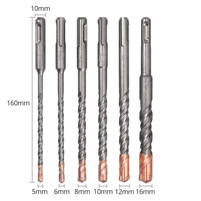 Hammer Drill Bit Set 5 6 8 10 12 14 16 18mm 160 200mm