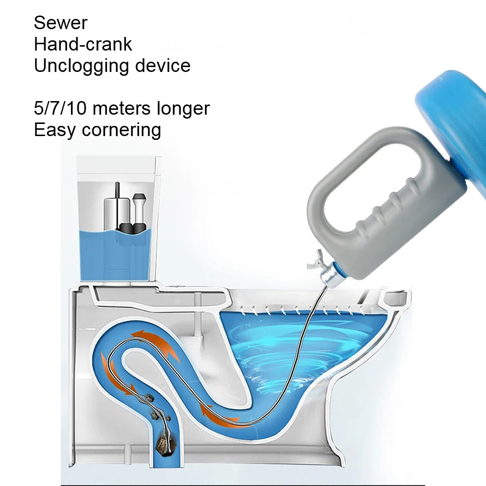 Toilet Sink Drain Unblocker Sewer Pipe Plunger Dredge 5/7/10 Meters