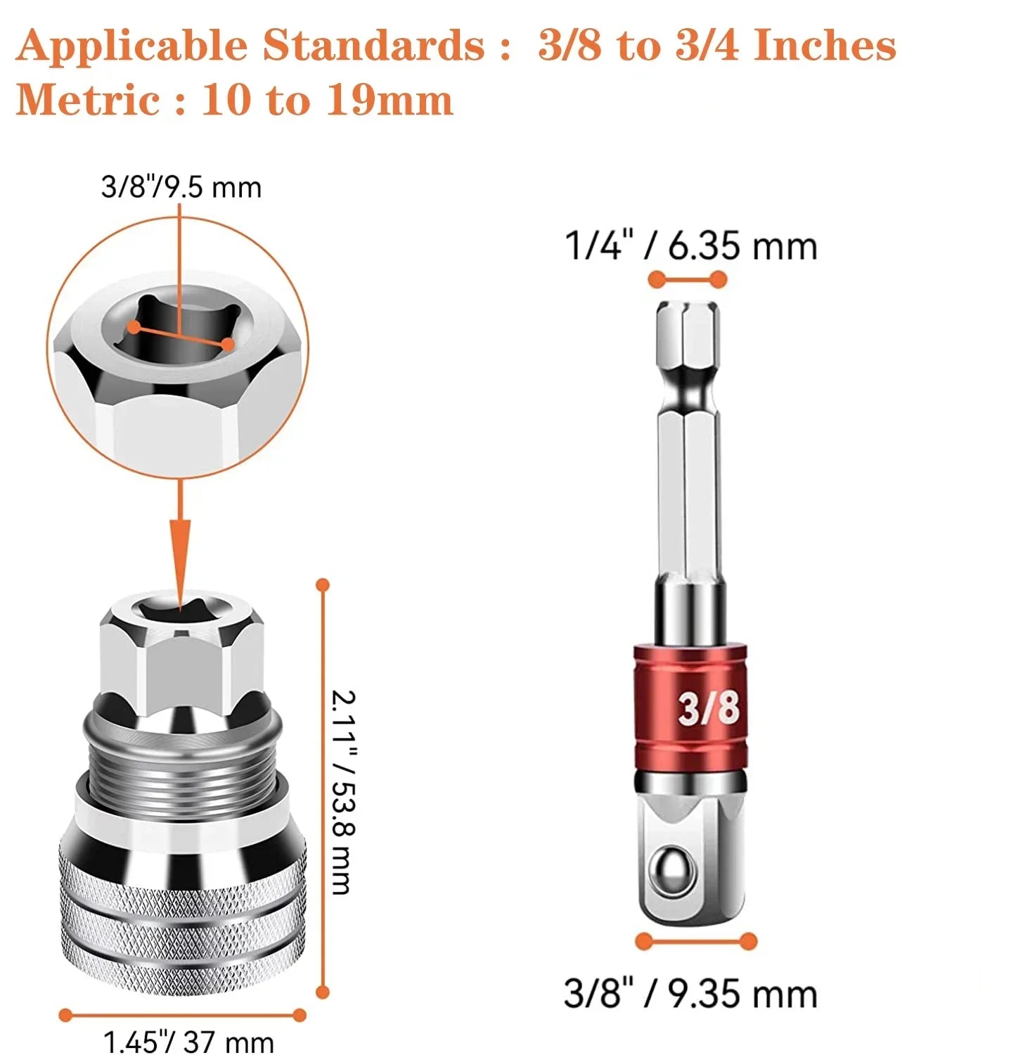 Universal Electric Wrench Sleeve Converter Fits